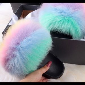 Cotton Candy Fur Slippers